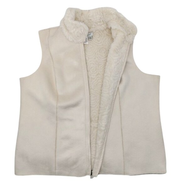 Coldwater Creek Women's Size 2X Cream Swirl Fully Reversible Faux Suede Vest - Picture 6 of 9